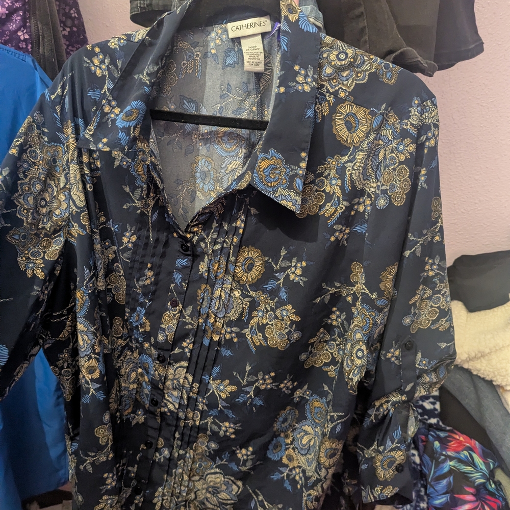 Catherines Men's Black Floral Shirt